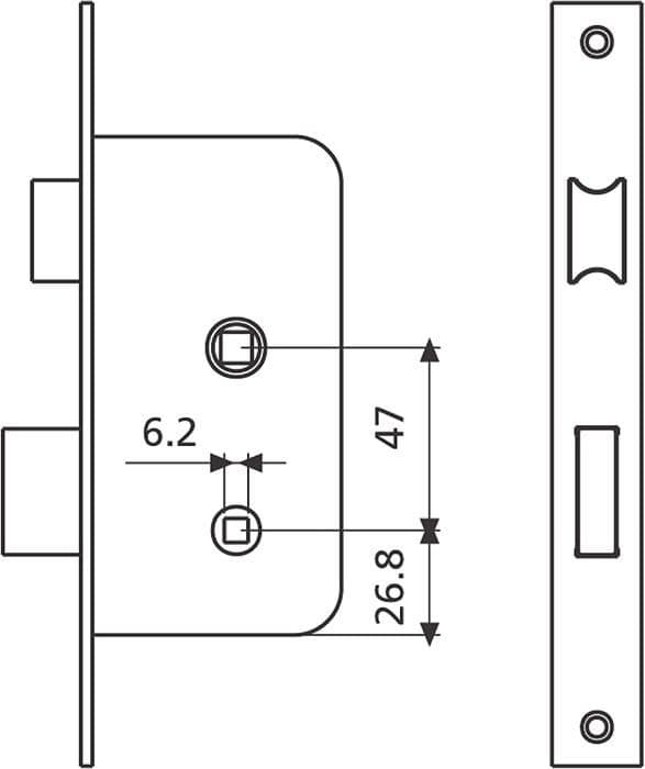 Lås - cylinder - låscylinder - Tesa lås - 20146RHN - Assa Abloy infälld lås för trädörrar