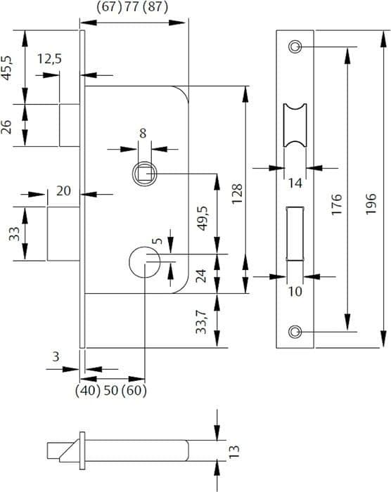 Lås - cylinder - låscylinder - Tesa lås - 20146RHN - Assa Abloy infälld lås för trädörrar