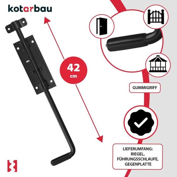 Lås - cylinder - pinner - Kotarbau lås med bultar Svart 400 mm