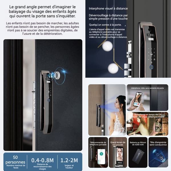 Intelligent lås INN® 3D ansiktsigenkänning fingeravtryck helt automatiskt elektronisk lås med pekskärm