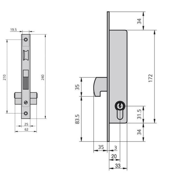 Serrure CVL 1990a20/5 metallisk snickeri