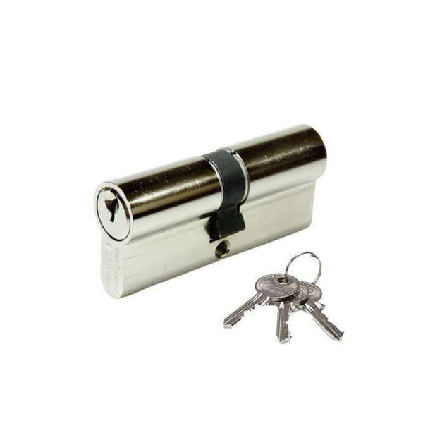 Låscylinder - CISA - Logoline 45x45 Nickel - 5 stift och motstift - 3 nycklar ingår