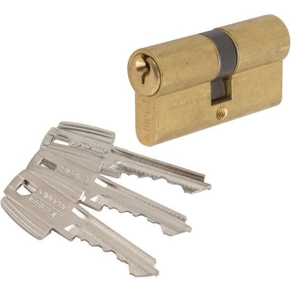 TESA TE5 säkerhetscylinder i mässing - 2 ingångar - 5 stift - 60mm (30+30)