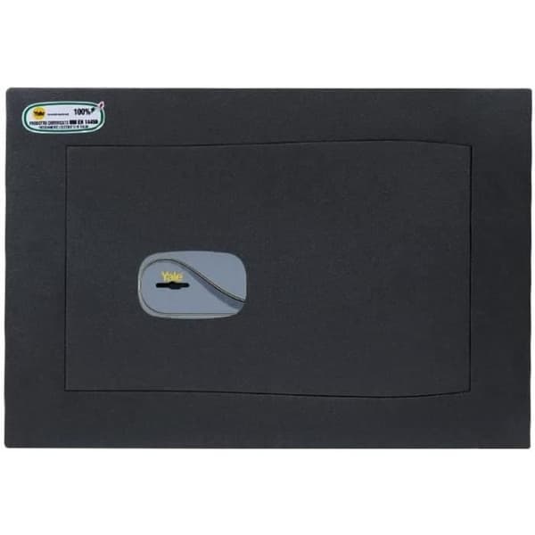 YALE Maximal säkerhetscertifierad väggmonterad säkerhetssäkerhet med nyckel Y3200420, Svart, Storlek H270 x B390 x D200 mm, 2 horisontella lås, 1