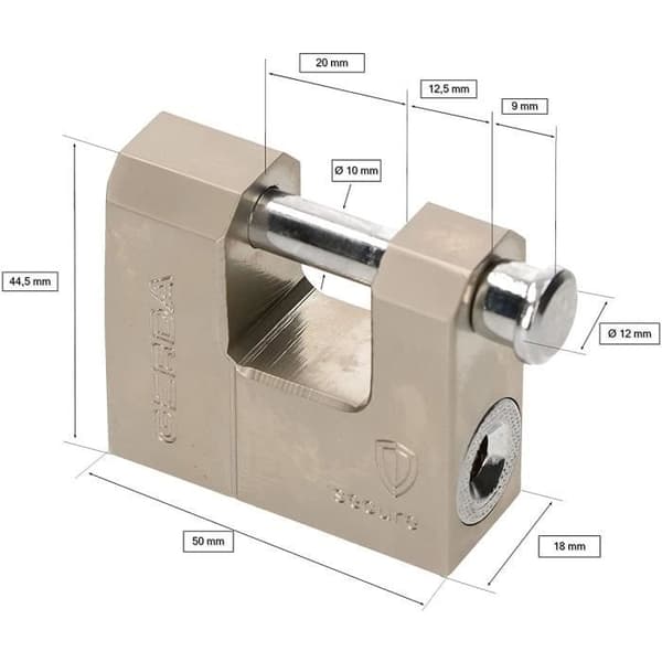 KOTARBAU® Heavy Duty 50 mm skaft hänglås Förstärkt automatiskt stöldskyddshänglås ger skärmotstånd Skyddar mot L