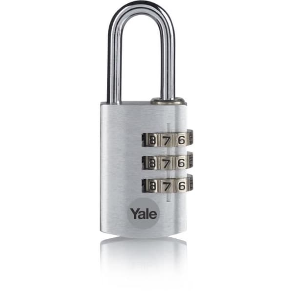 YALE -YE3CB/28/126/1/S - Aluminiumkedjor - kombination 28 mm - stålhandtag - silver - 3-siffrig kod - För skåp - verktygslåda