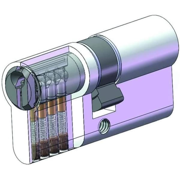 Låscylinder - YALE - YC500+ - 40x50 mm - 5 stift - 3 nycklar - Nickelpläterad