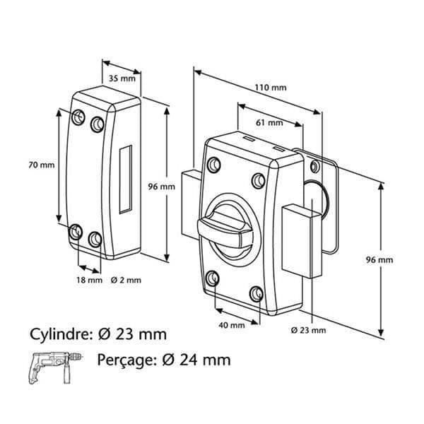 ABUS CLKCB40BC Dörrlås med knapp - Cylinder 40mm - Säkerhetsnivå 5