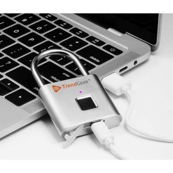 Biometriska lås - TrendGeek - 4910 - Silver - Kommer ihåg 10 fingeravtryck - Mikro-USB-laddning