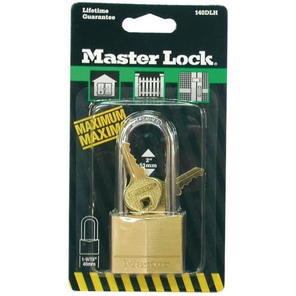 Hänglås i massiv mässing - MASTER LOCK - 70 mm - 36 mm bygel - 2 nycklar ingår