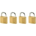 Miniatyrbild 1 av 3: 30 mm halvöppningsbart mässingshänglås - MASTER LOCK - Set om 4 - Gul - Nyckel - Schackeldiameter 5 mm