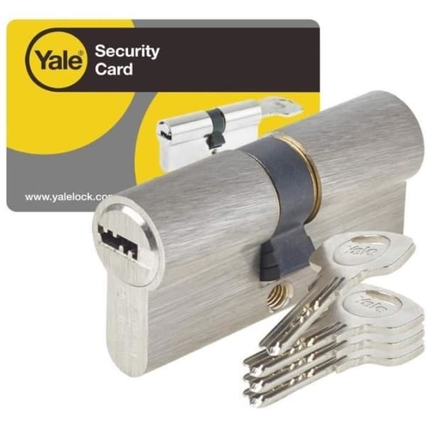 Låscylinder - YALE - YC1000+ - Urkopplingsbar - 30x40 mm - 6 stift - 4 vändbara nycklar - Nickelpläterad