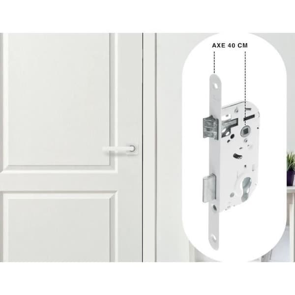 Cylinderhålsförsänkt lås - YALE - Y50R-A40/B - 40 mm axel, 135 mm hölje - Vändbar bult, rund gavelplåt - Vit