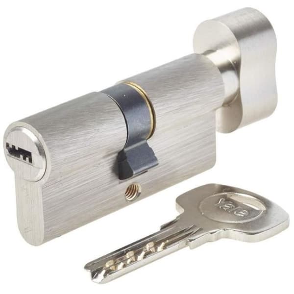 Knapplåscylinder - YALE - YC1000+ - 30x30 mm - 6 stift - Invändig knappöppning - 4 vändbara nycklar -