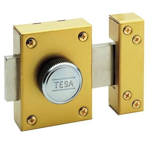 Lås - Tesa - 2101-ae/50 - Invändig knapp - Exteriör nyckel - Guldlackerad finish