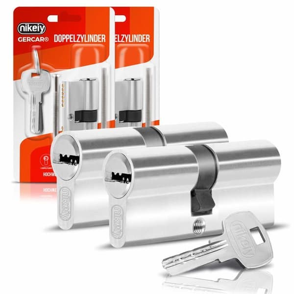 Gercar - GZ-17 - Set med 2 låscylindrar 35/35 profiler - Med 10 nycklar - Längd: 70 mm - A: 35 B: 35 - Set om 2