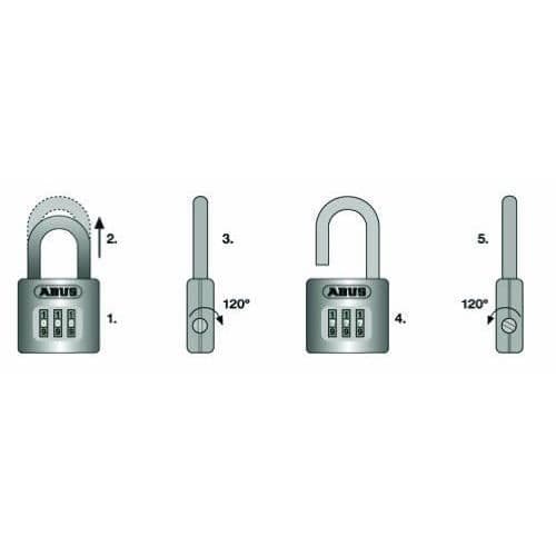ABUS 190/60 Kombinationshänglås Infällbar bygel (UK Import)