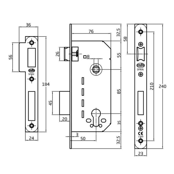 Lås - pipa - cylinder - Amig lås - 8290