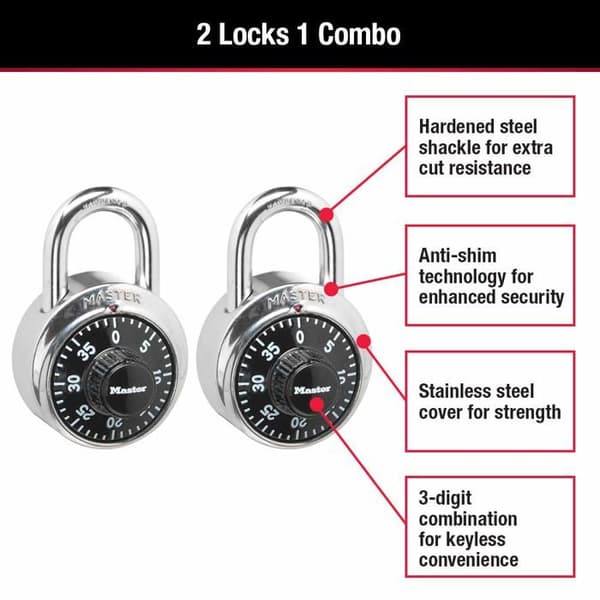Master lock hänglås - 1500T - Set med 2 kombinationshänglås Svart