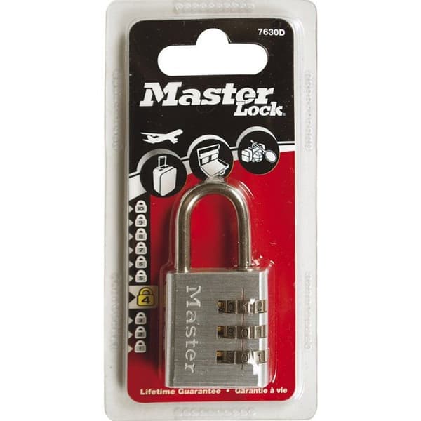 Master lock hänglås - 7640EURD - 7630EURD Programmerbart kombinationshänglås i aluminium, grått, 4 x 7,8 x 1,5 cm