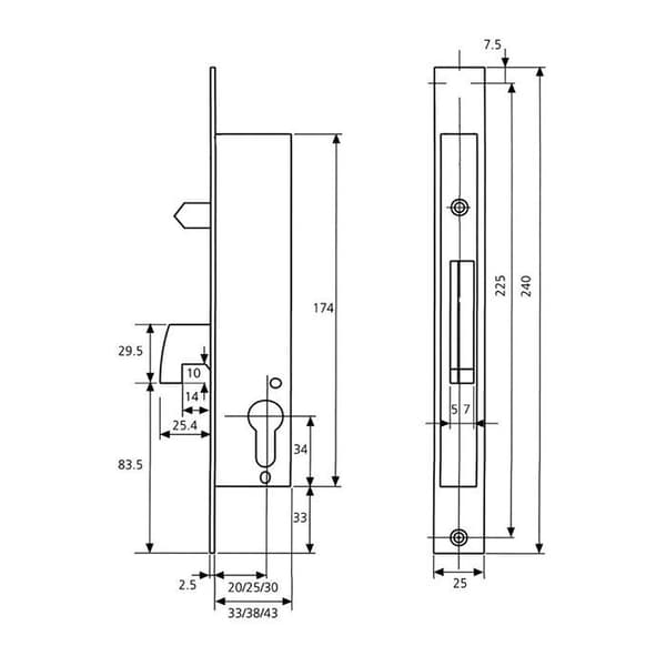 Tesa - 2241203NI - Assa Abloy - Enpunktslås för metallprofil,