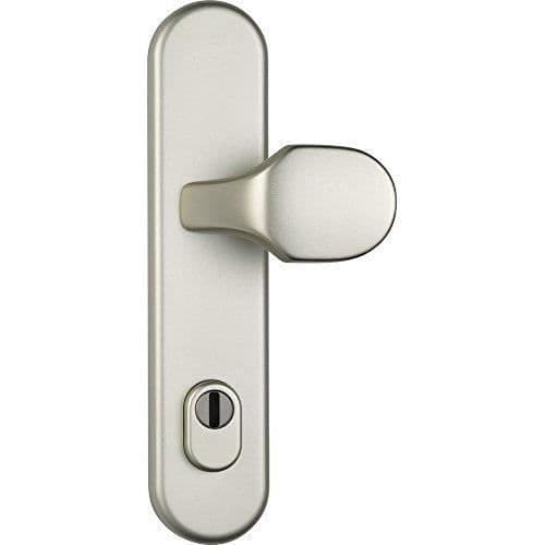 Abus HLZS814 F2 EK Blockhandtag och lås med rund cylinderbeskydd i förnicklad silver - 374050