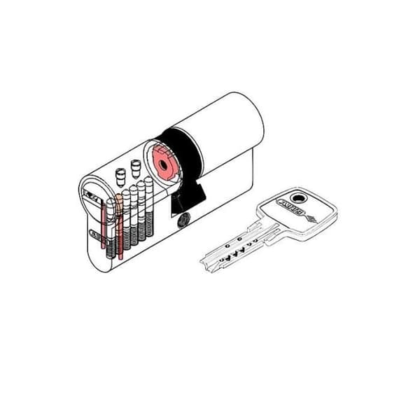 ABUS EC-S urkopplingsbar säkerhetscylinder 30x50 mm Matt Nickelpläterad - 5 vändbara nycklar och ägarkort