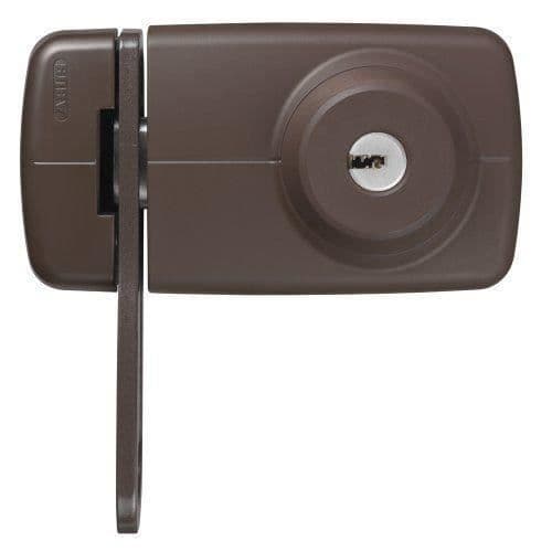 Abus 532771 7035 B Dörrbult med inre och yttre cylinder och spärr, brun