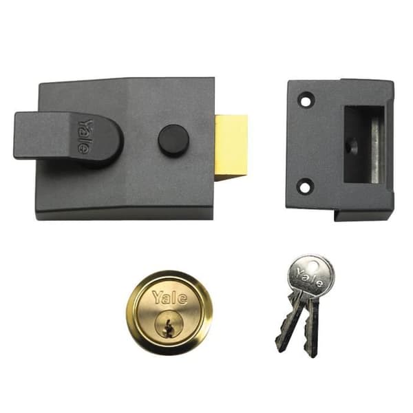 Lås Yale 91 Basic Nightlatch 60mm Backset DMG Finish Box YAL91DMGPB