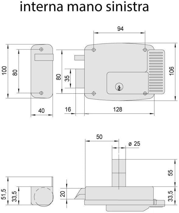 Cisa - 11500-20 - 111721502, ellås att applicera, 12 V, galvaniserad, ingång 50, vänster hand
