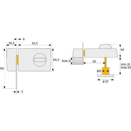 Dörrlåset - ABUS - 2130 W B/DFNLI - 5 punkter - Vit - Med nyckel