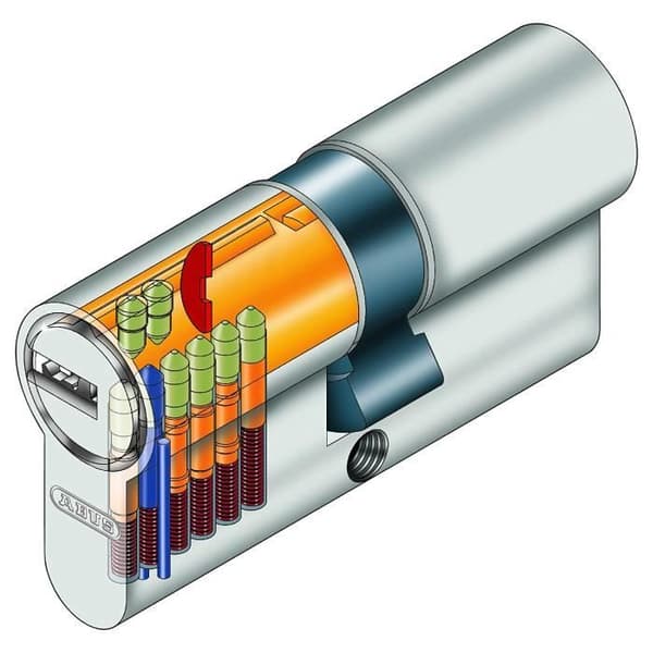 Abus EC-SNP 45/45 urkopplingsbar cylinder för ytterdörrar/lägenhetsingångar, matt nickelpläterad, 45/45 mm - 45009