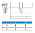 Miniatyrbild 4 av 4: Tesa - TX853545N - Assa Abloy, högsäkerhetscylinder TX80 Dubbelkoppling lång kamförnicklad nyckel 35 x 45 mm