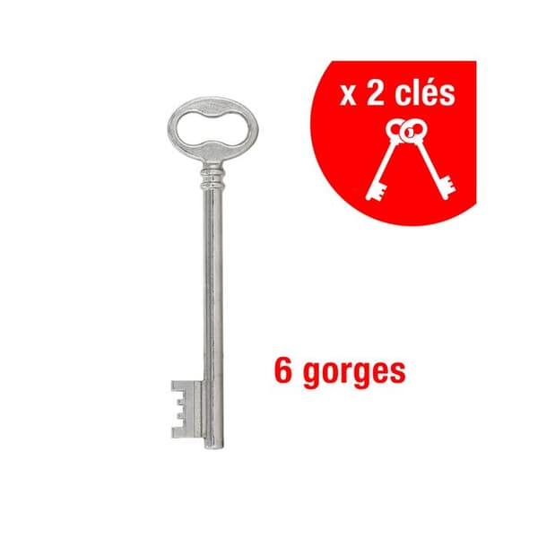 THIRARD - Vertikal lås med 6 skåror för ingång, höger, axel 45mm, fyrkant 7mm, 75x130mm, svart, 2 nycklar