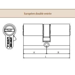 Cylinder TESA TX80 45x45mm VD nickelpläterad - 5 antiplocknycklar - TX854545N