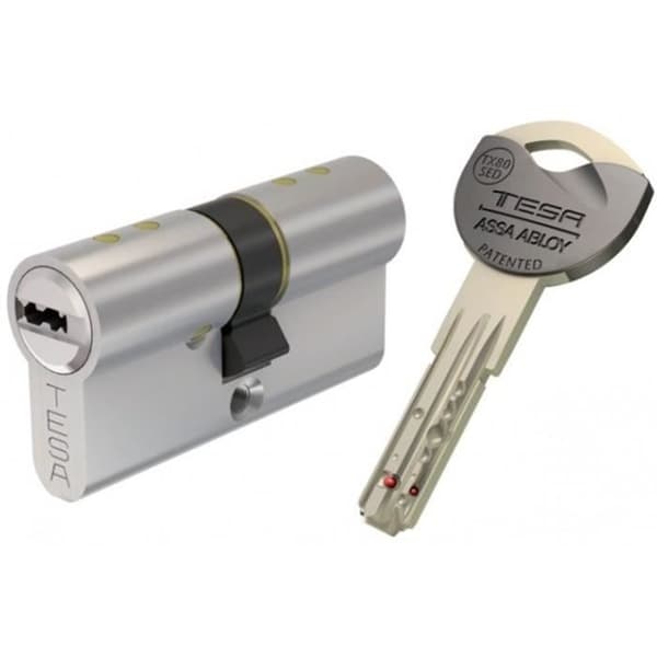 Cylinder TESA TX80 45x45mm VD nickelpläterad - 5 antiplocknycklar - TX854545N