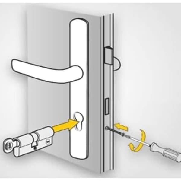 Halvcylinderlås - YALE - YC1000+ - 30x10 mm - 6 stift - 4 vändbara nycklar - Nickelpläterad