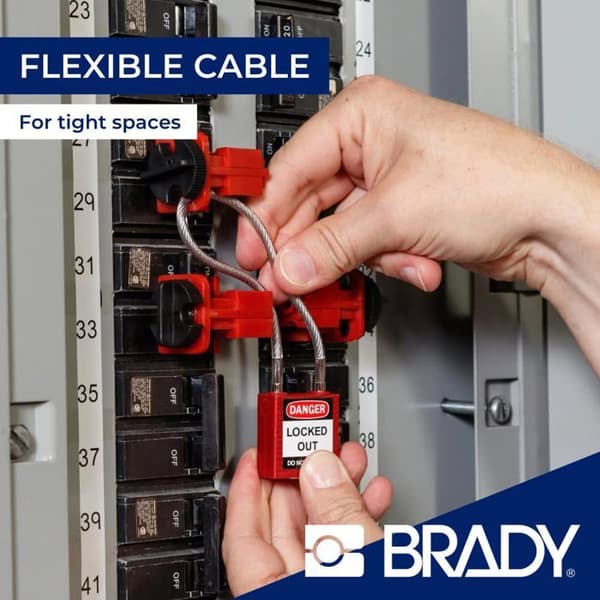 Cadenas Brady - 146121 - Kompakt säkerhetslås med kabel, 32mm x 16mm x 200mm, Gul