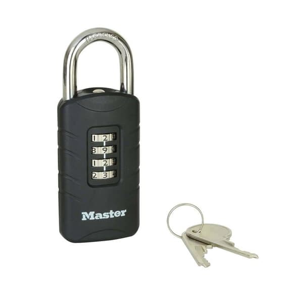 Master lock hänglås - 656EURDBLK - Kombinationshänglås med nödnyckel för utomhusbruk, 120 x 48 x 20 mm
