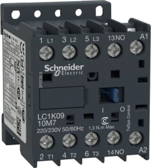 Schneider electric - LC1K0910P5 - Schneider elektrisk kontaktor 9A 3P 230V AC 50Hz 1Z