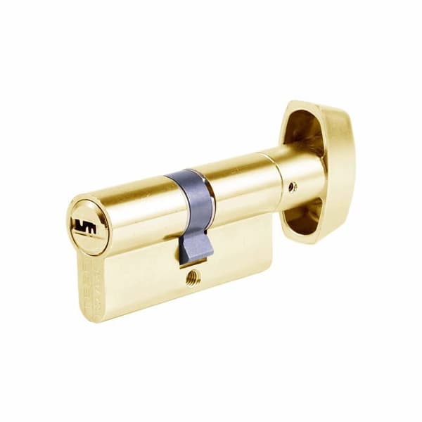 Tesa assa abloy - T65B3040L - Standard säkerhetscylinder T60, nyckel i mässing, 30 x 40 mm, med lång kamknapp