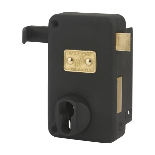 FTH - AH45 vertikal utanpåliggande låsbox med dubbel ingång, höger, 75x130 mm, 45 mm axel, mattsvart