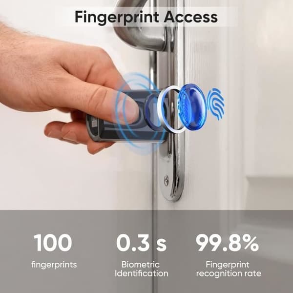 Ansluten lås dörr ingång - IP65 Fingeravtryckslås med 3 RFID-kort Biometrisk lås Cylinderlängd 40x3