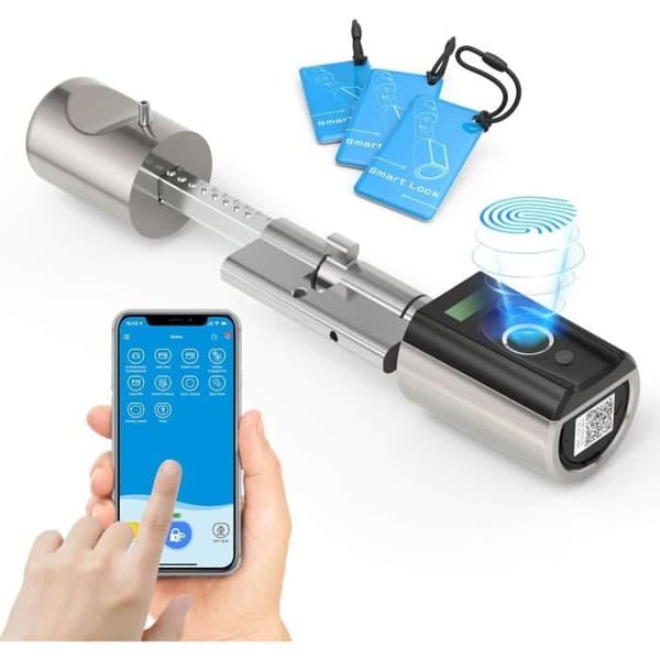 Ansluten lås dörr ingång - IP65 Fingeravtryckslås med 3 RFID-kort Biometrisk lås Cylinderlängd 40x3