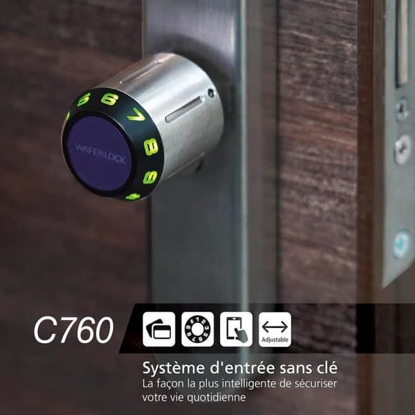 Intelligent cylinder WAFERLOCK C760 Euro, smart lock, vattentät IP68, brandskydd, applikationskontroll, Bluetooth, c