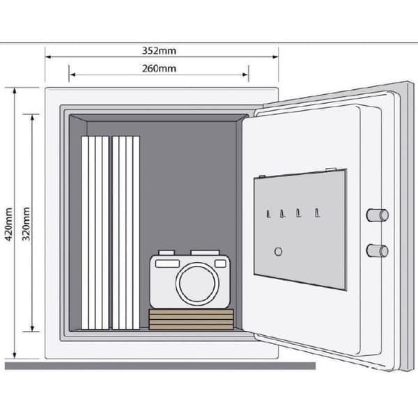 YALE brandsäkert kassaskåp med elektroniskt lås - H.42 x B.35 x D.43 cm - 25.3 L