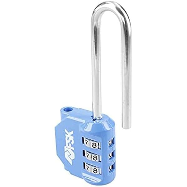 Kombinationshänglås - FERRESTOCK - FSKCAN329BL - 3 siffror - Lång båge 55 mm - Blå zink
