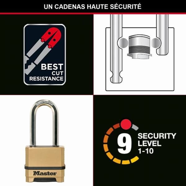Master Lock M175EURDLH 50 mm Programmerbart 4-siffrigt kombinationshänglås Zink Chrome - M175EURDLF