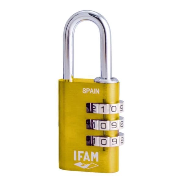 Kombinationslås - IFAM - COMBI30 - Aluminium - Förkromad stål - Gul