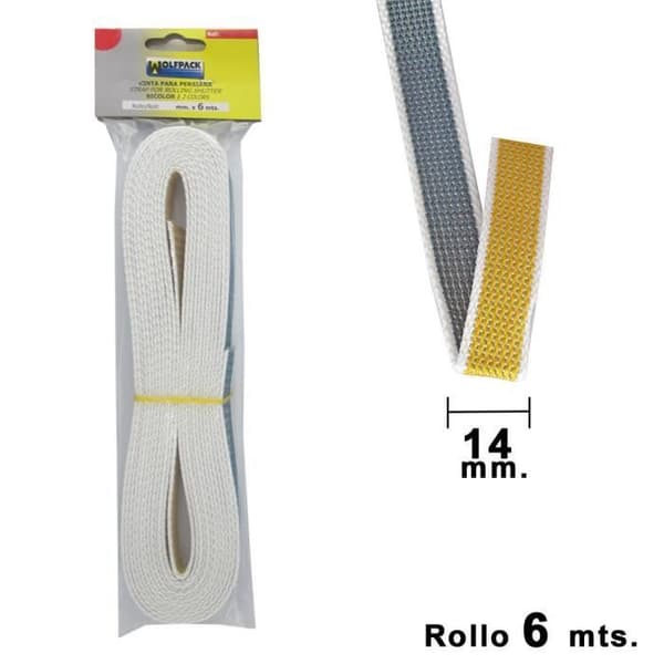 Cinta Persiana - Wolfpack - 14 mm - Rollo 6 mètres - Vit - Hållbar i polypropylen